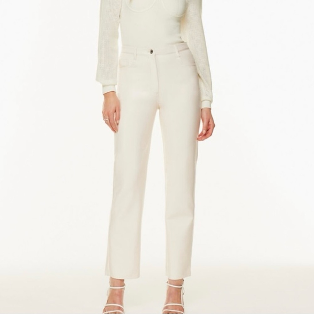 Aritzia Wilfred The Melina Vegan Leather Pant Size: 2 (SHORT) Color: Matte Pearl